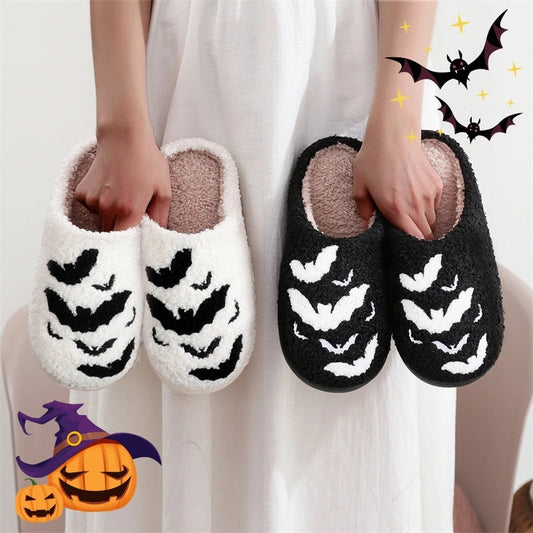 Funny Bat Slipper Halloween Pumpkin Flat Indoor House Shoes For Women