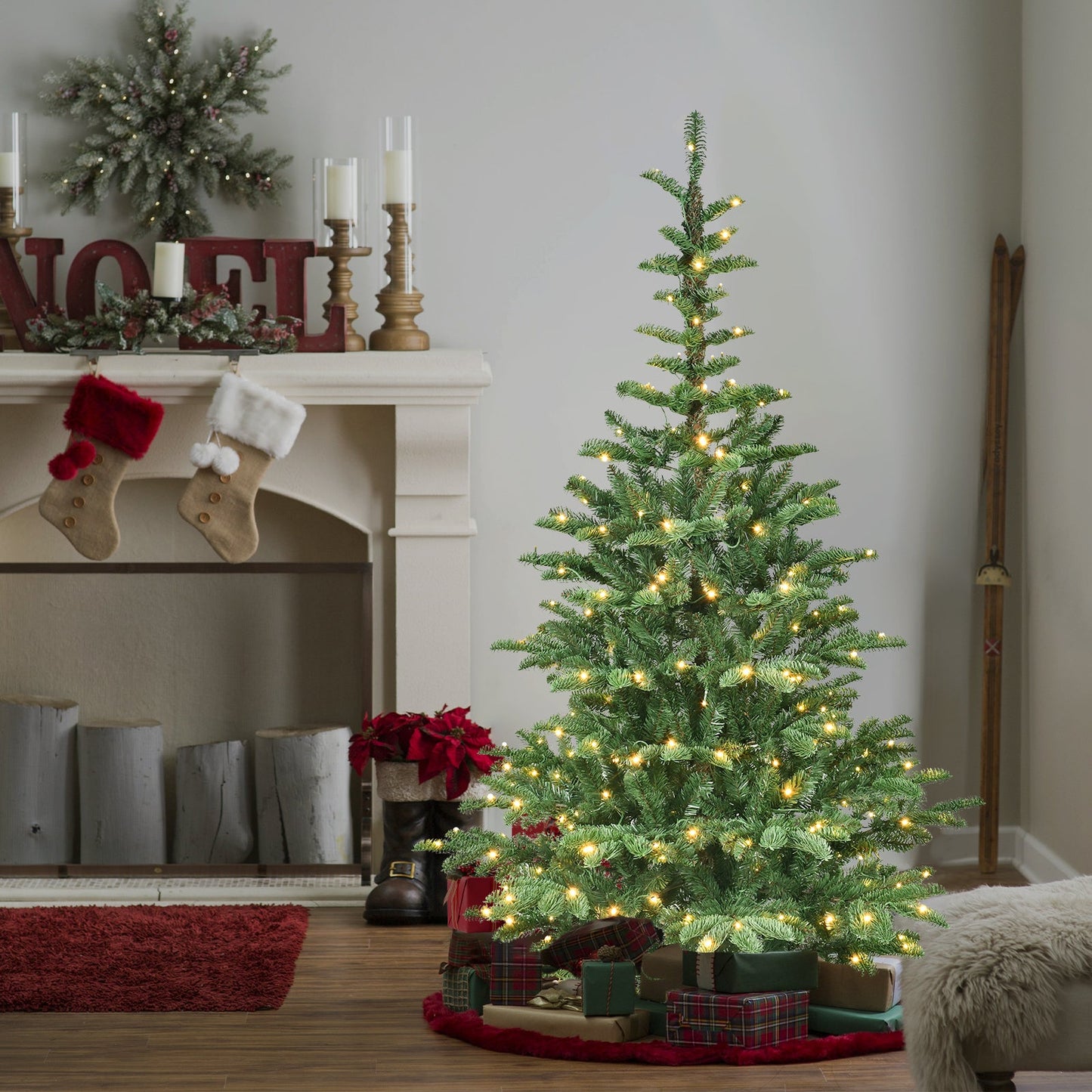 8ft Pre-Lit Christmas Tree with 500 Warm White LED Lights