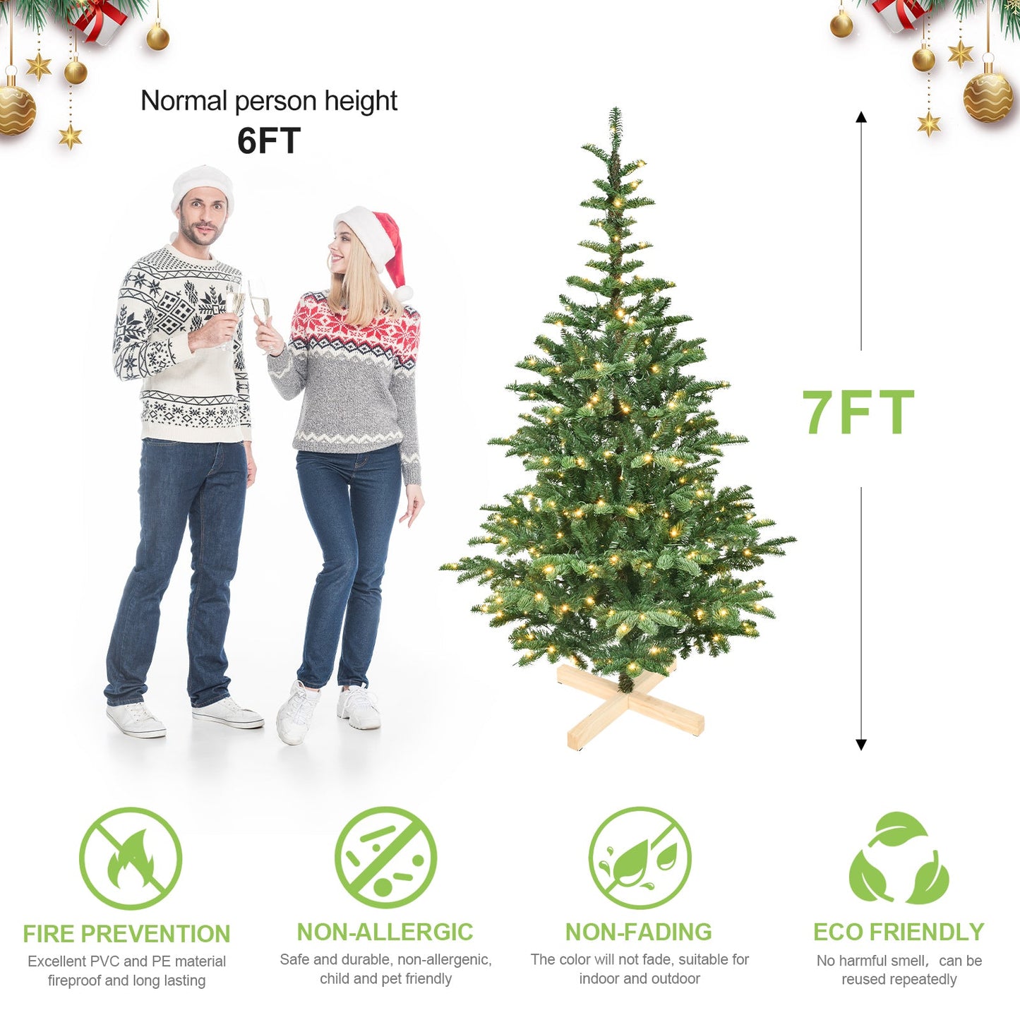 8ft Pre-Lit Christmas Tree with 500 Warm White LED Lights