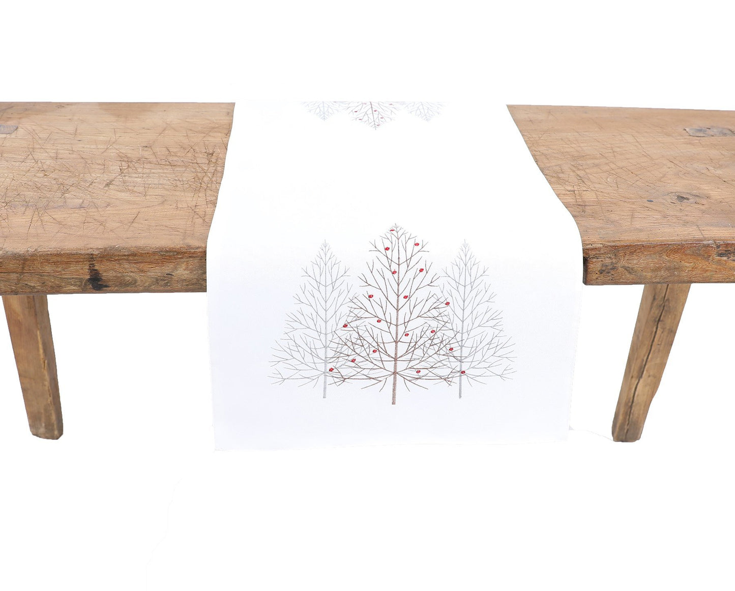 Festive Trees Embroidered Christmas Table Runner