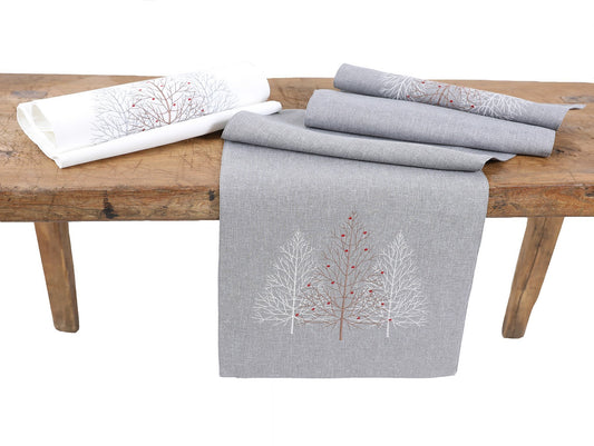 Festive Trees Embroidered Christmas Table Runner