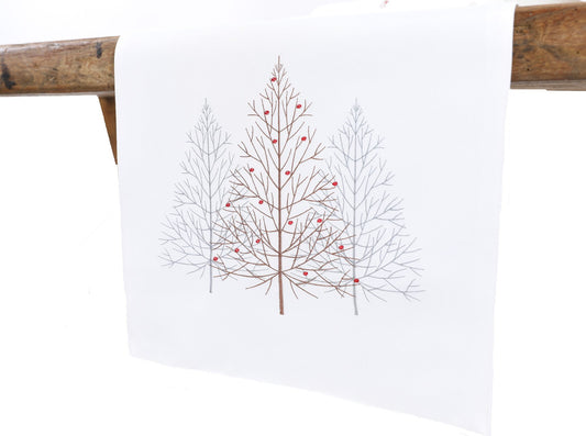 Festive Trees Embroidered Christmas Table Runner