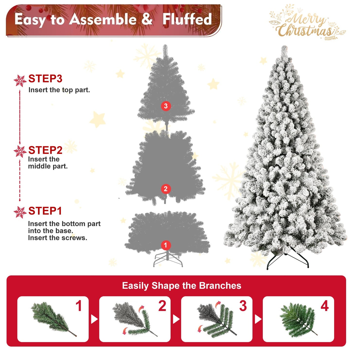 Flocked Christmas Tree - 5-9 ft - unlit