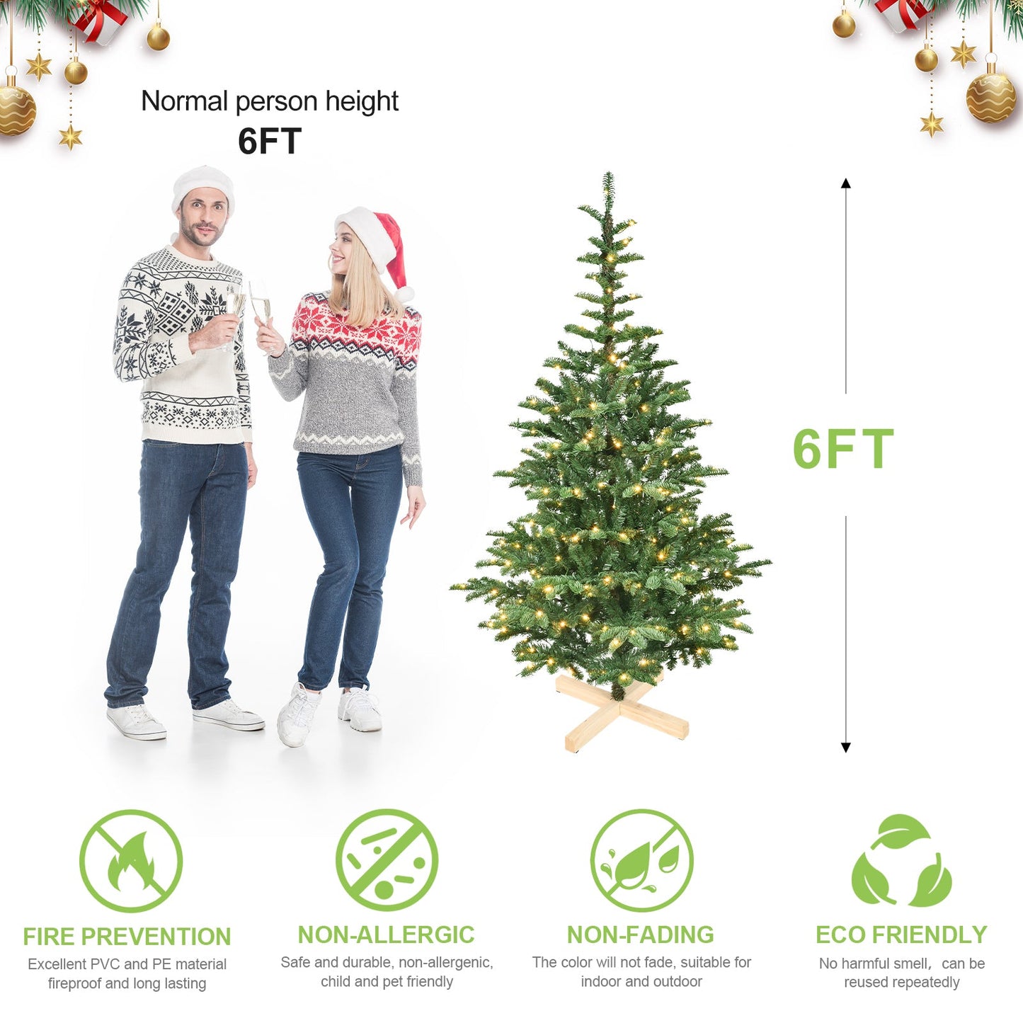 8ft Pre-Lit Christmas Tree with 500 Warm White LED Lights