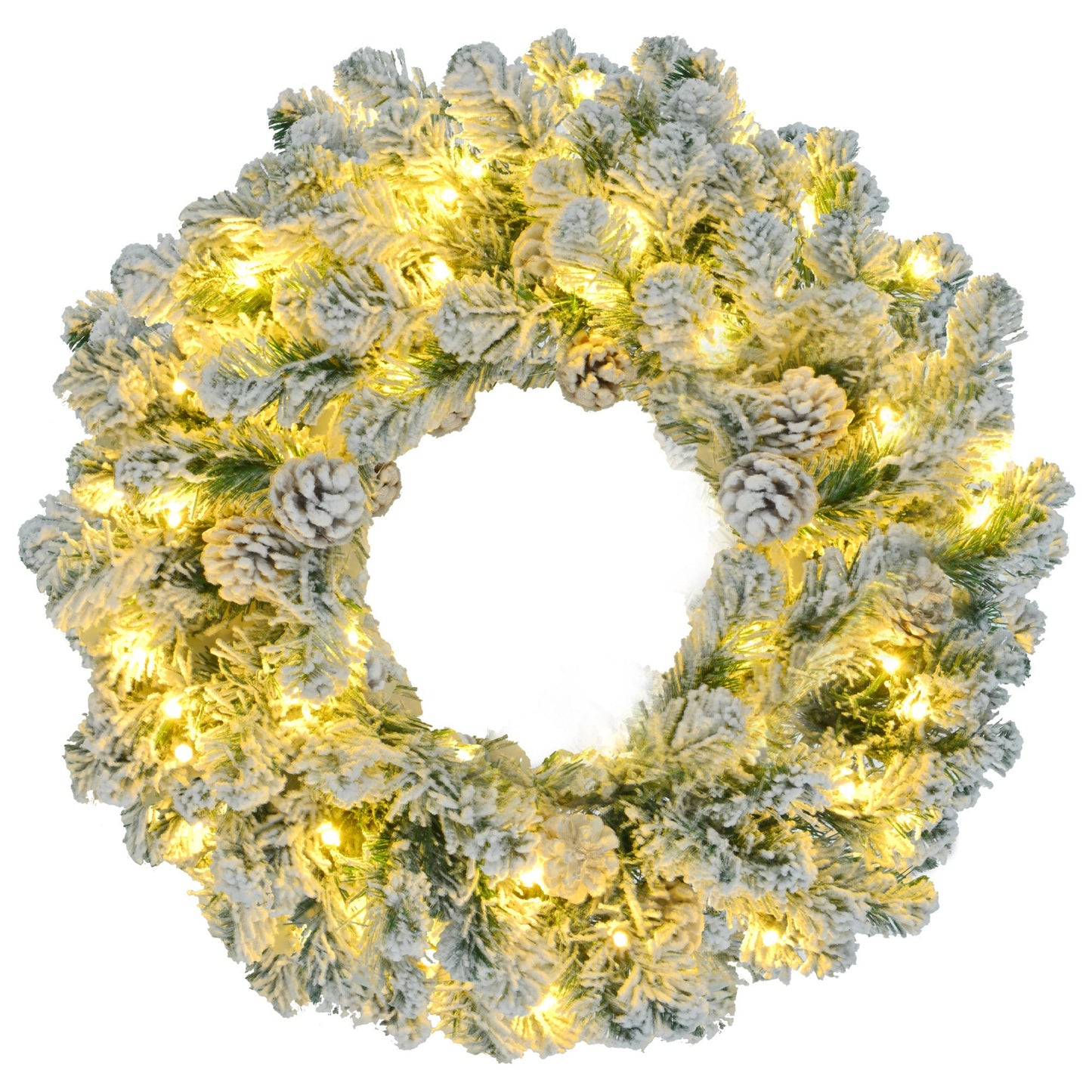 6FT Snow Flocked Christmas Pre-Lit Set (Tree, Garland & Wreath)