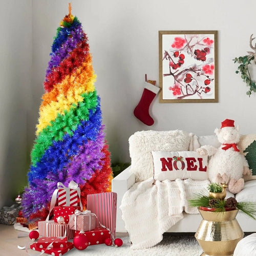 6ft Rainbow Spiral Christmas Tree - unlit