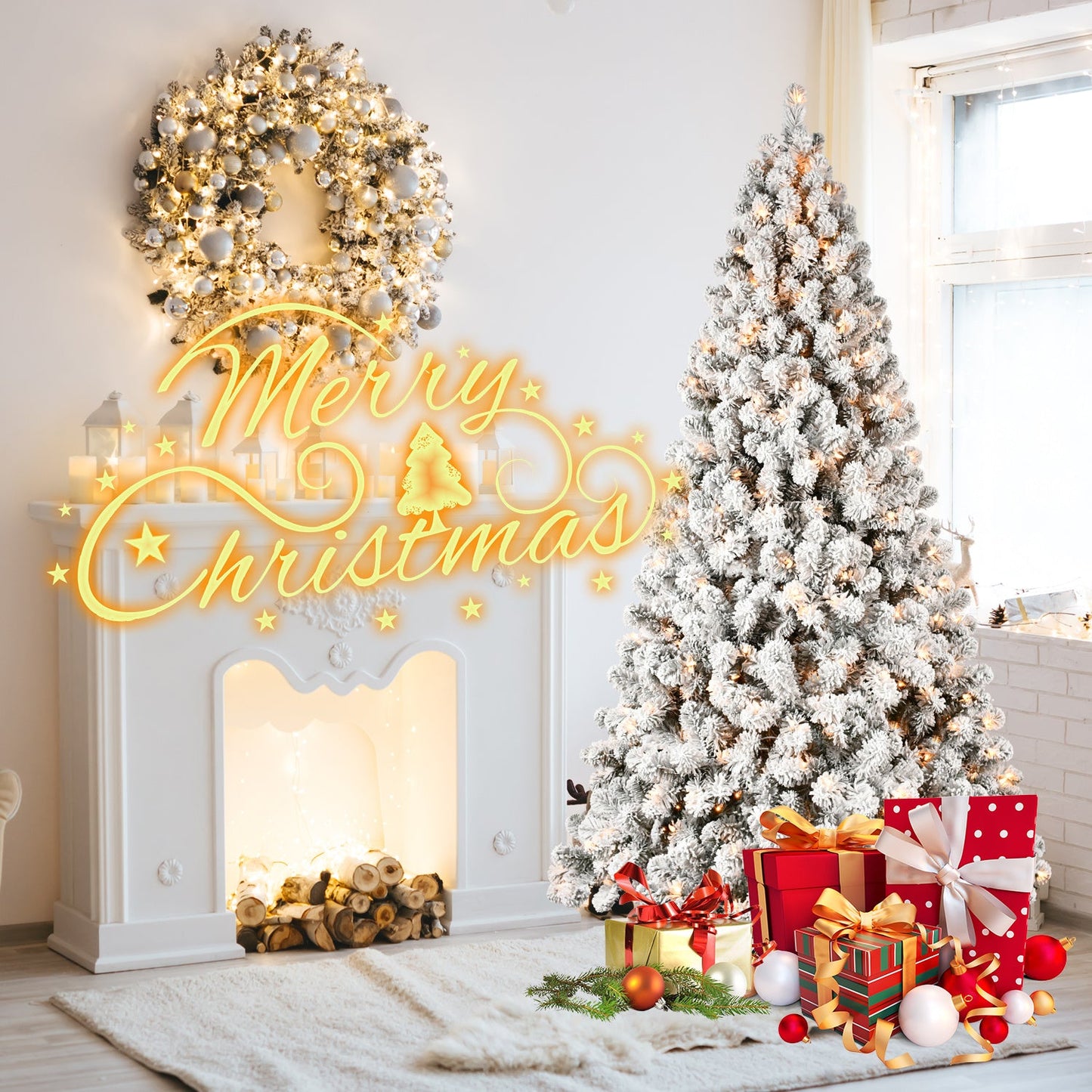 Flocked Christmas Tree - 5-9 ft - unlit
