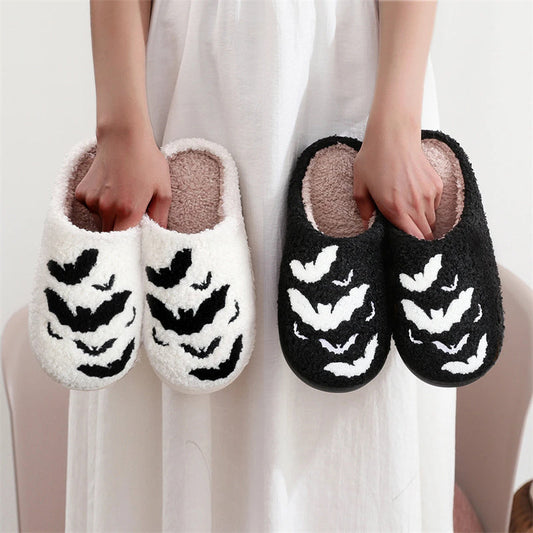 Funny Bat Slipper Halloween Pumpkin Flat Indoor House Shoes For Women