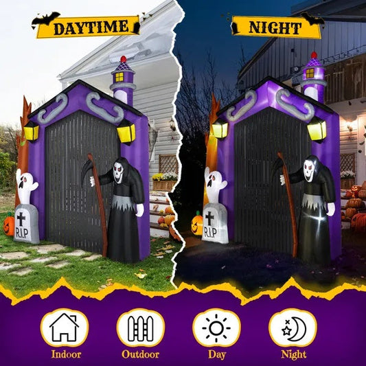 9.8 FT Halloween Inflatables Haunted House Castle Archway Outdoor