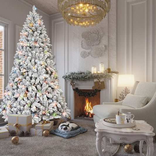 7ft Snow-Flocked Pre-Lit Christmas Tree