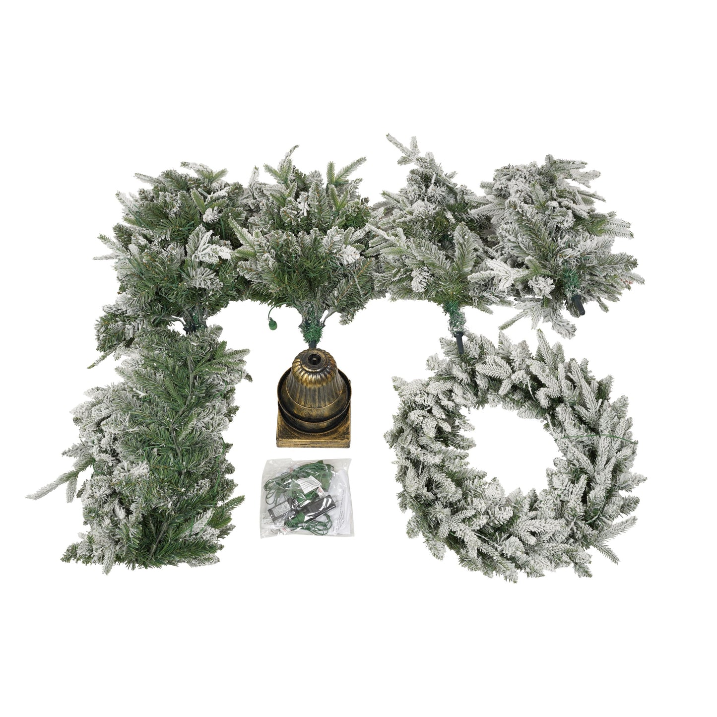 Pre-lit Christmas Artificial Tree 4-Piece Set (Garland, Wreath and Set)
