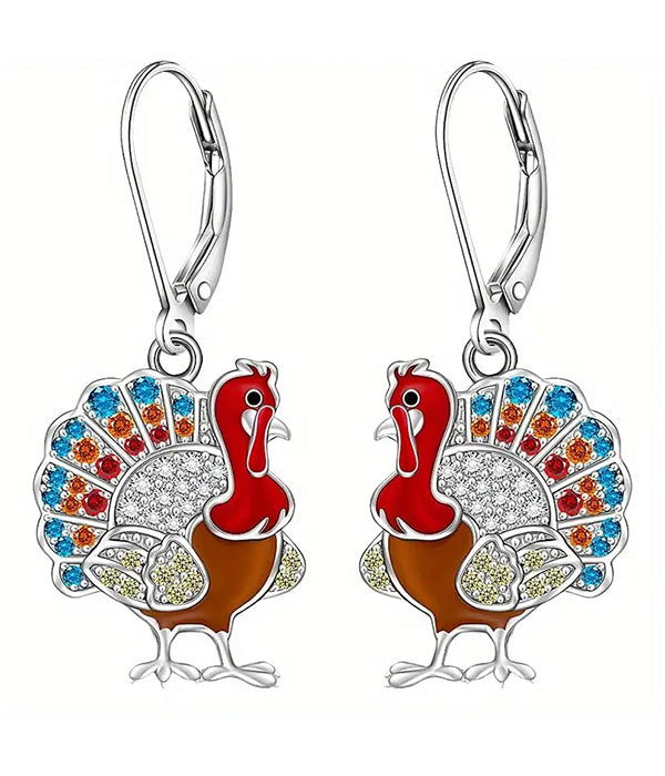 Thanksgiving Turkey Sparkle Earrings